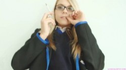 ILoveChloeToy 18 03 25 Blue School Girl Smoking 1080p